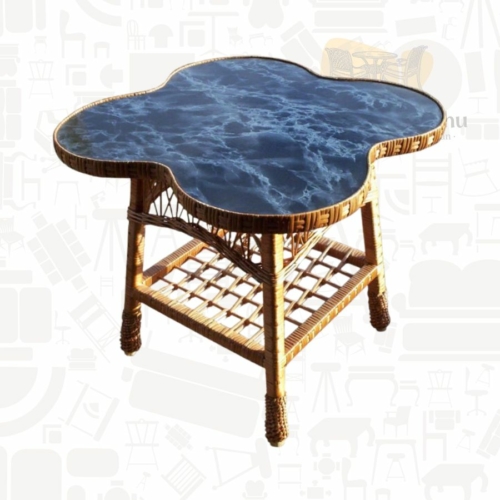 Fonott lábú márvány asztal, 58x60x60 cm